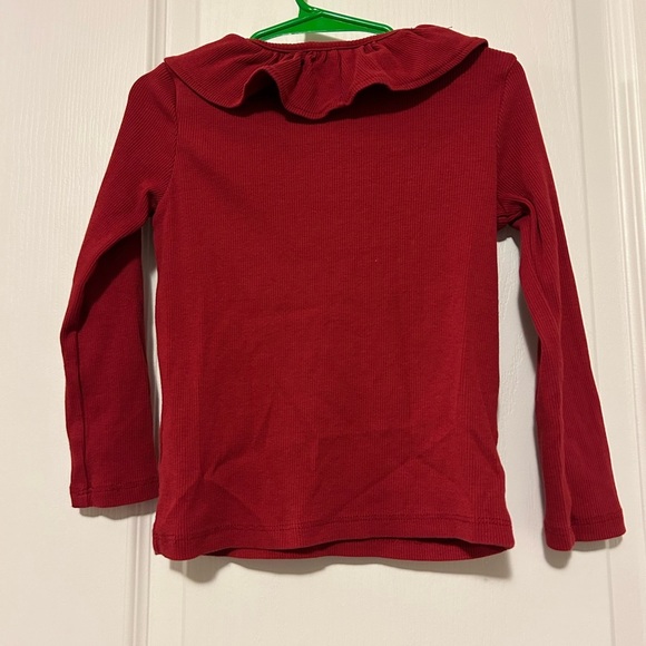 ❤️ H&M | Red Ruffle Collar Ribbed Long Sleeve Top - Picture 2 of 2